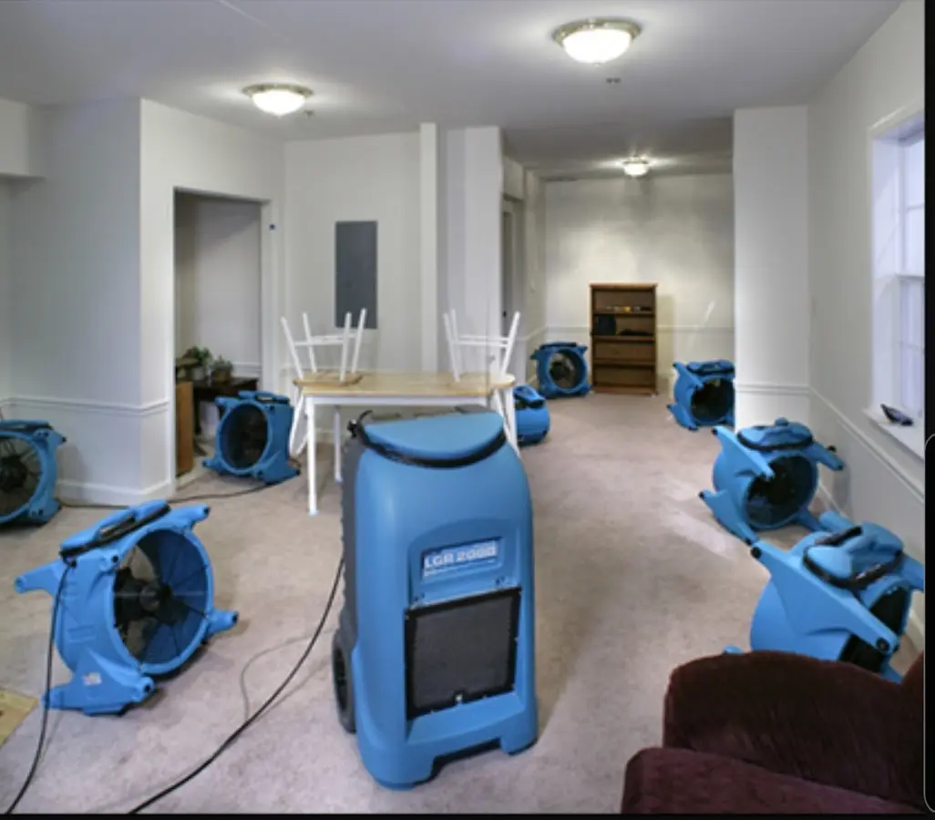 Air movers and dehumidifier setup for Water Extraction & Removal in Brook Park